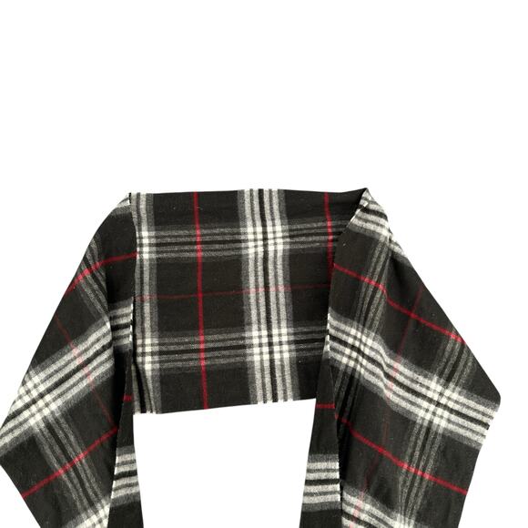 V. Fraas Cashmink Plaid Scarf Fringe Dark Academia Warm Soft Grunge One Size - Picture 2 of 4